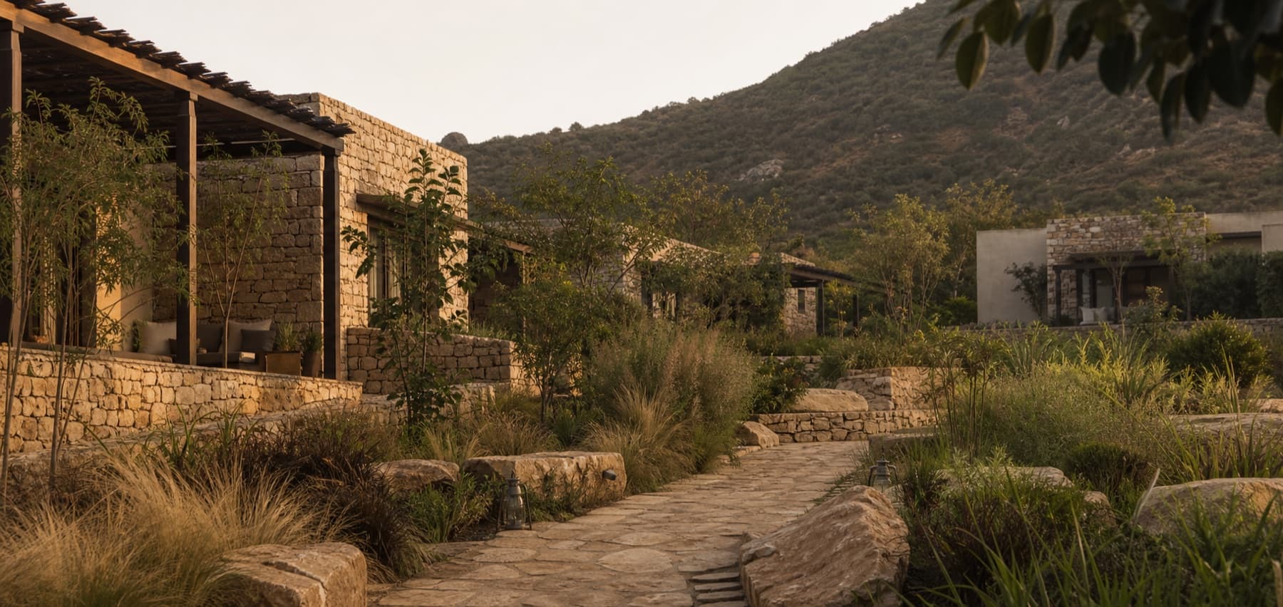 Concept visual for Qilara in the Aravalli landscape